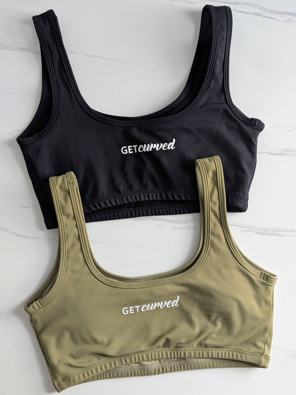 GET CURVED Sports Bra Bundle Size Small Black/ Olive Green Activewear